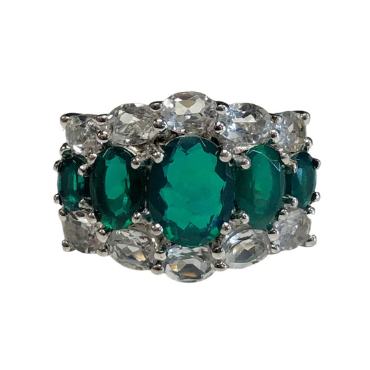 Silver Cubic Zirconia & White Topaz Ring