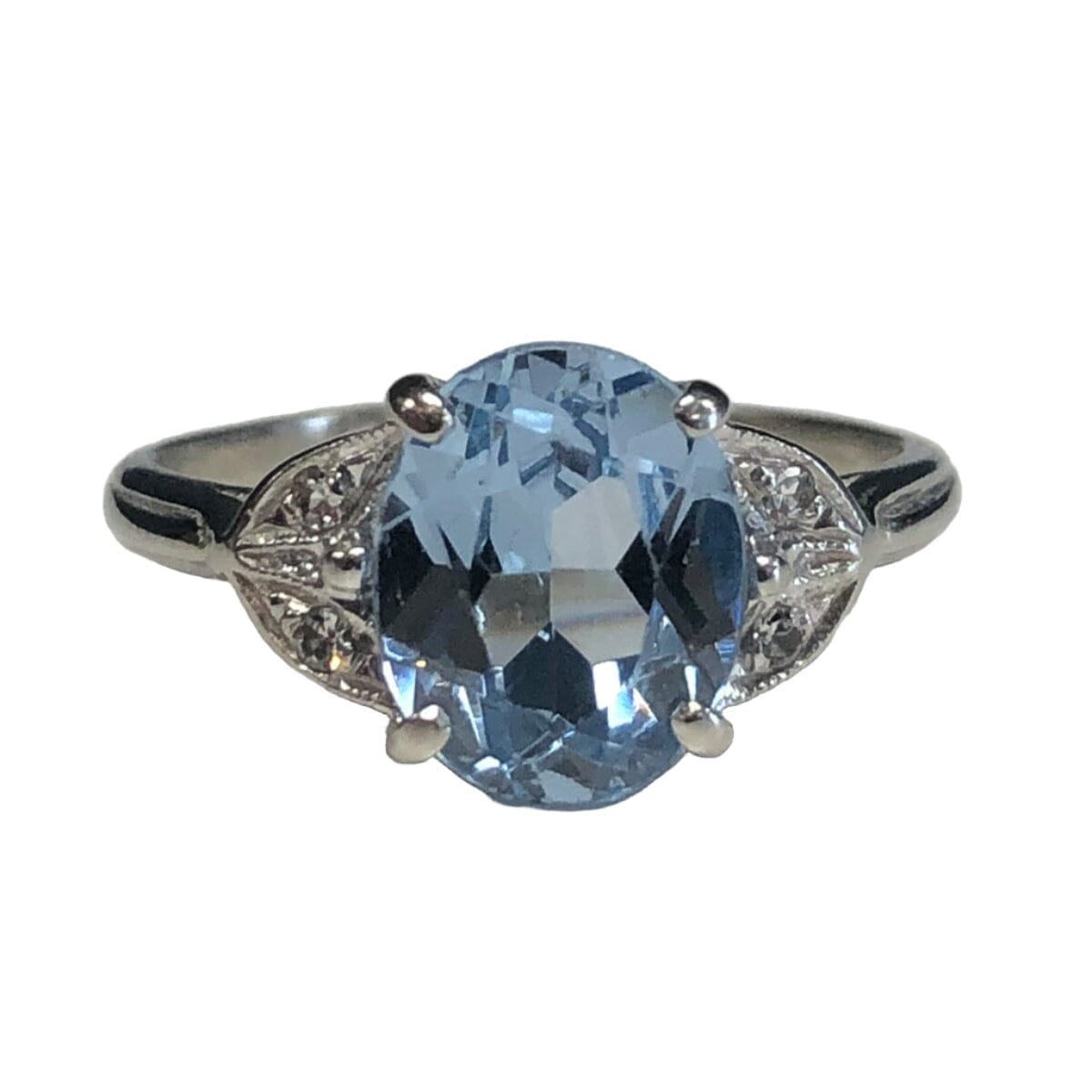 Great Lakes Coin 10k White Gold Aquamarine &amp; Diamond Ring