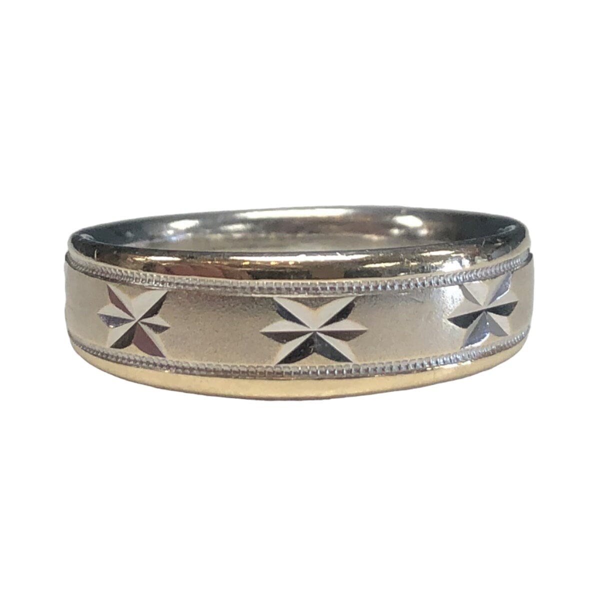 Great Lakes Coin Silver &amp; 14k Gold Engraved Star Ring