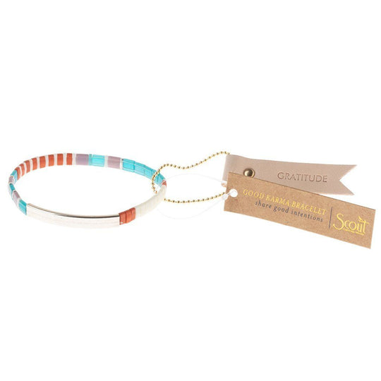 Good Karma Miyuki Bracelet Gratitude Turquoise Orange & Silver