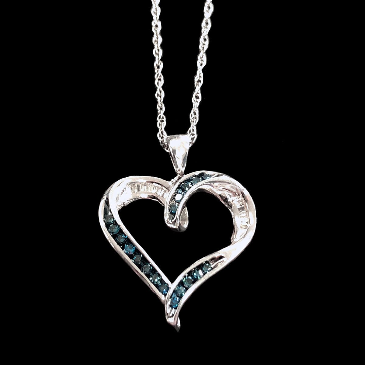 Great Lakes Coin Silver &amp; Blue Diamond Heart Necklace