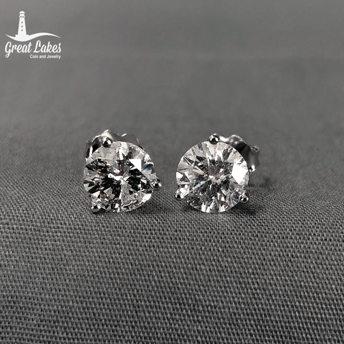 Great Lakes Coin 14 k White Gold Diamond Stud Earrings (2.2 Carat)