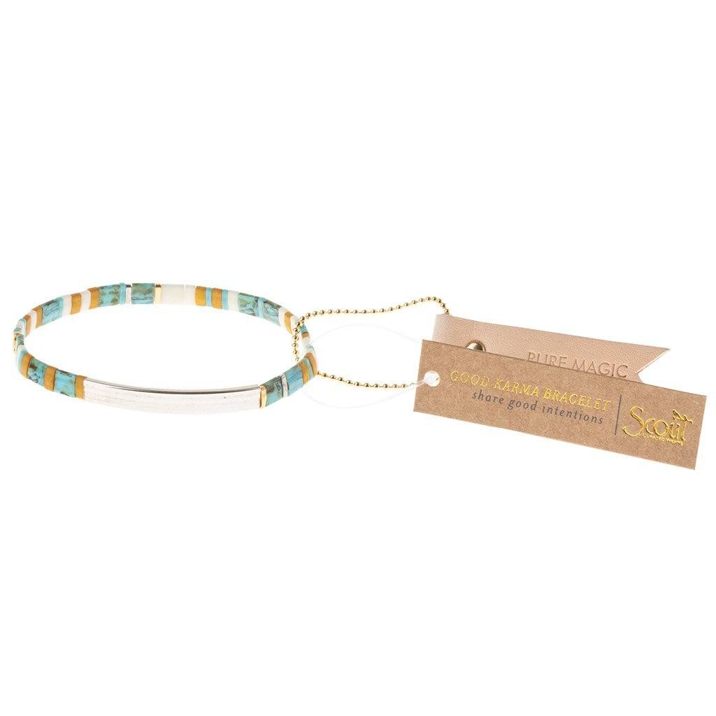 Scout Curated Wears Good Karma Miyuki Bracelet | Pure Magic - Turquoise / Silver (4384892223531)