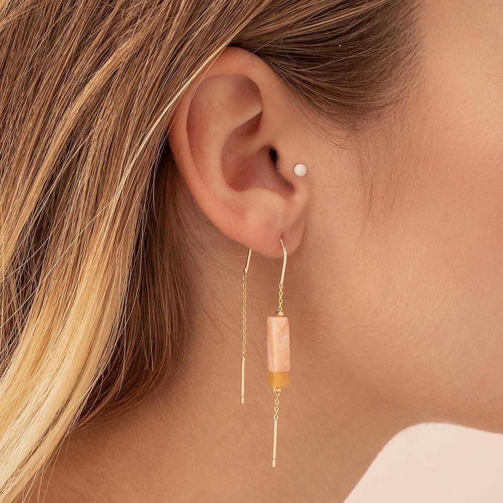 Scout Curated Wears Scout Rectangle Stone Earring Amazonite / Amber / Gold (1764405870635)