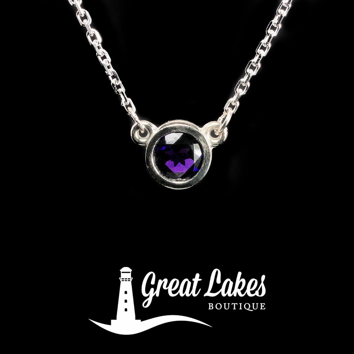 Great Lakes Boutique White Gold &amp; Amethyst Necklace