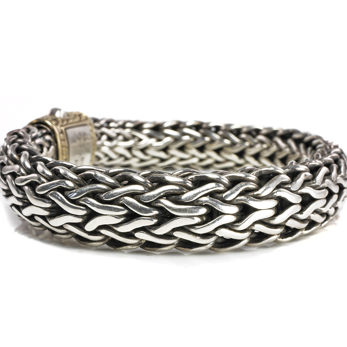 Great Lakes Boutique John Hardy Classic Silver Woven Bracelet with Gold Clasp