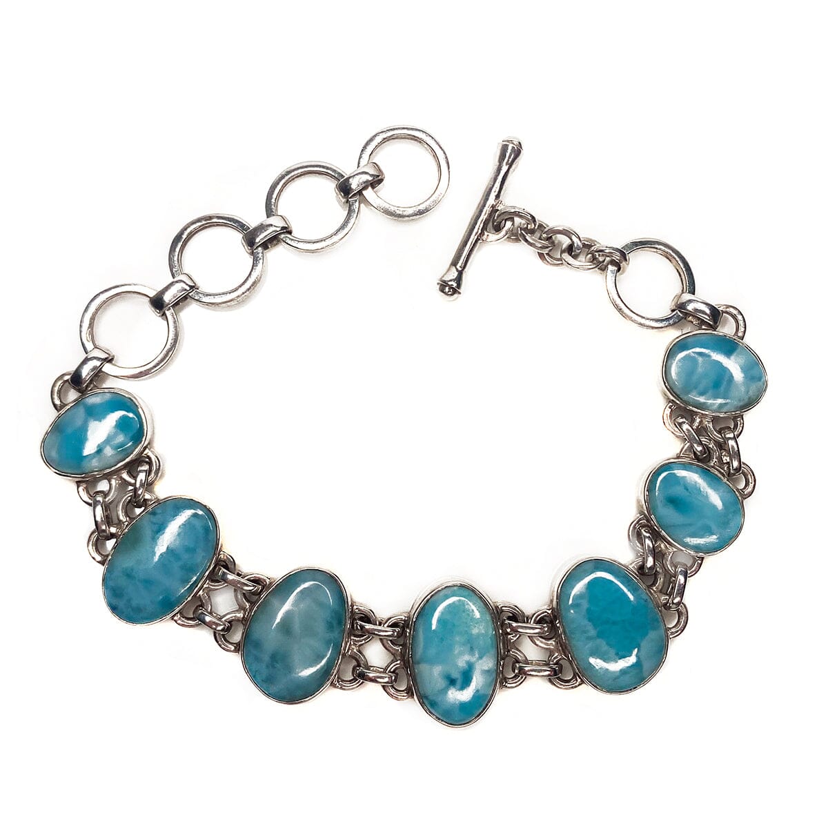 Great Lakes Boutique Silver &amp; Larimar Station Bracelet