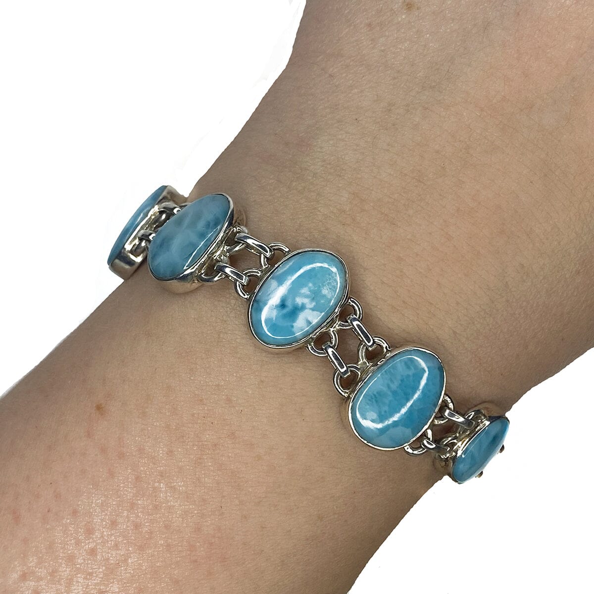 Great Lakes Boutique Silver &amp; Larimar Station Bracelet