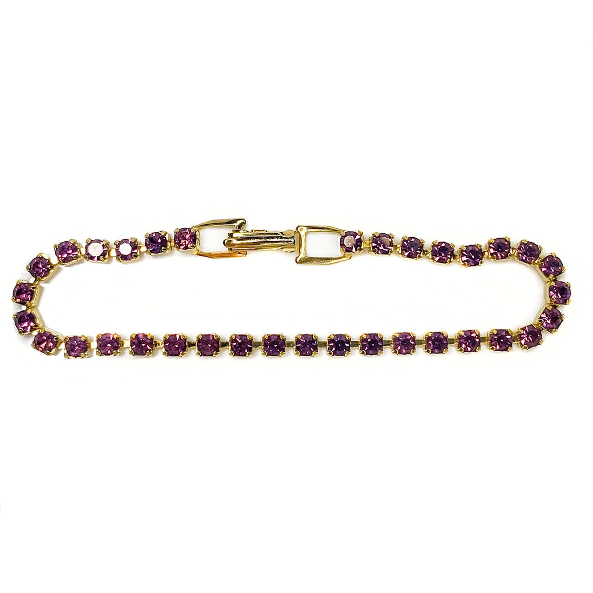 Great Lakes Boutique Gold Plated Purple Cubic Zirconia Tennis Bracelet
