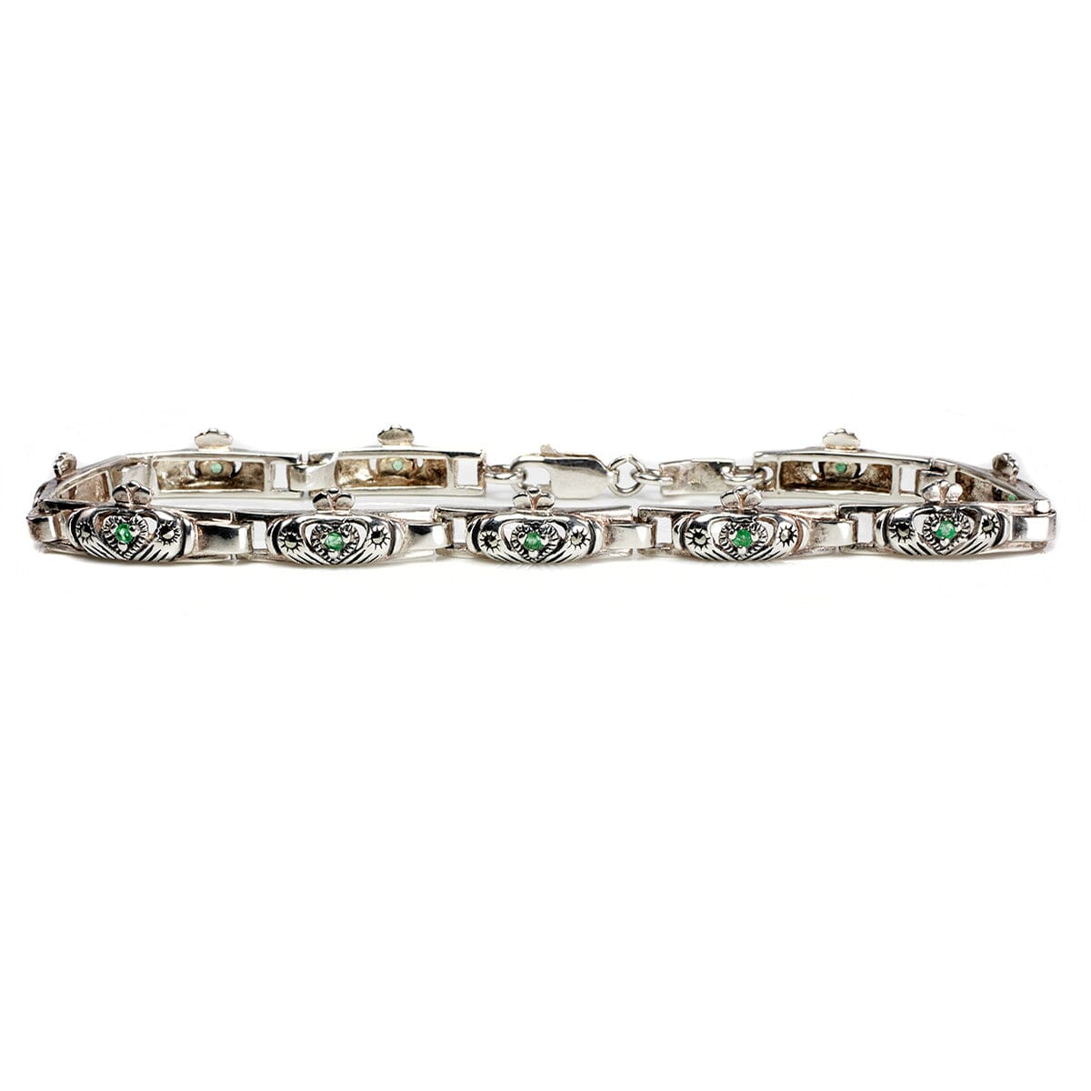 Great Lakes Boutique Silver &amp; Emerald Claddagh Bracelet