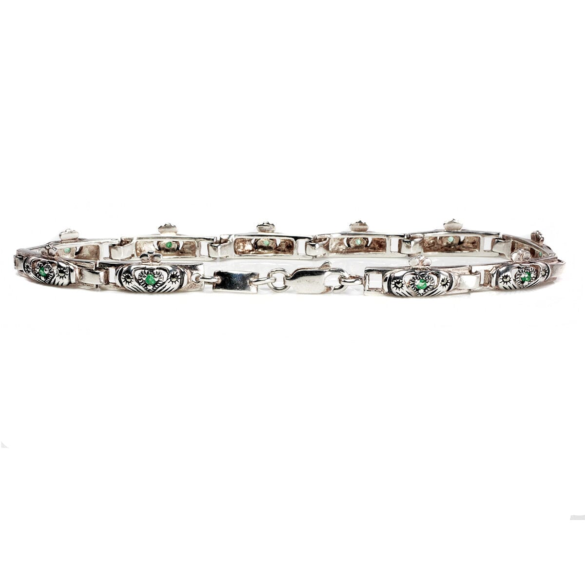 Great Lakes Boutique Silver &amp; Emerald Claddagh Bracelet