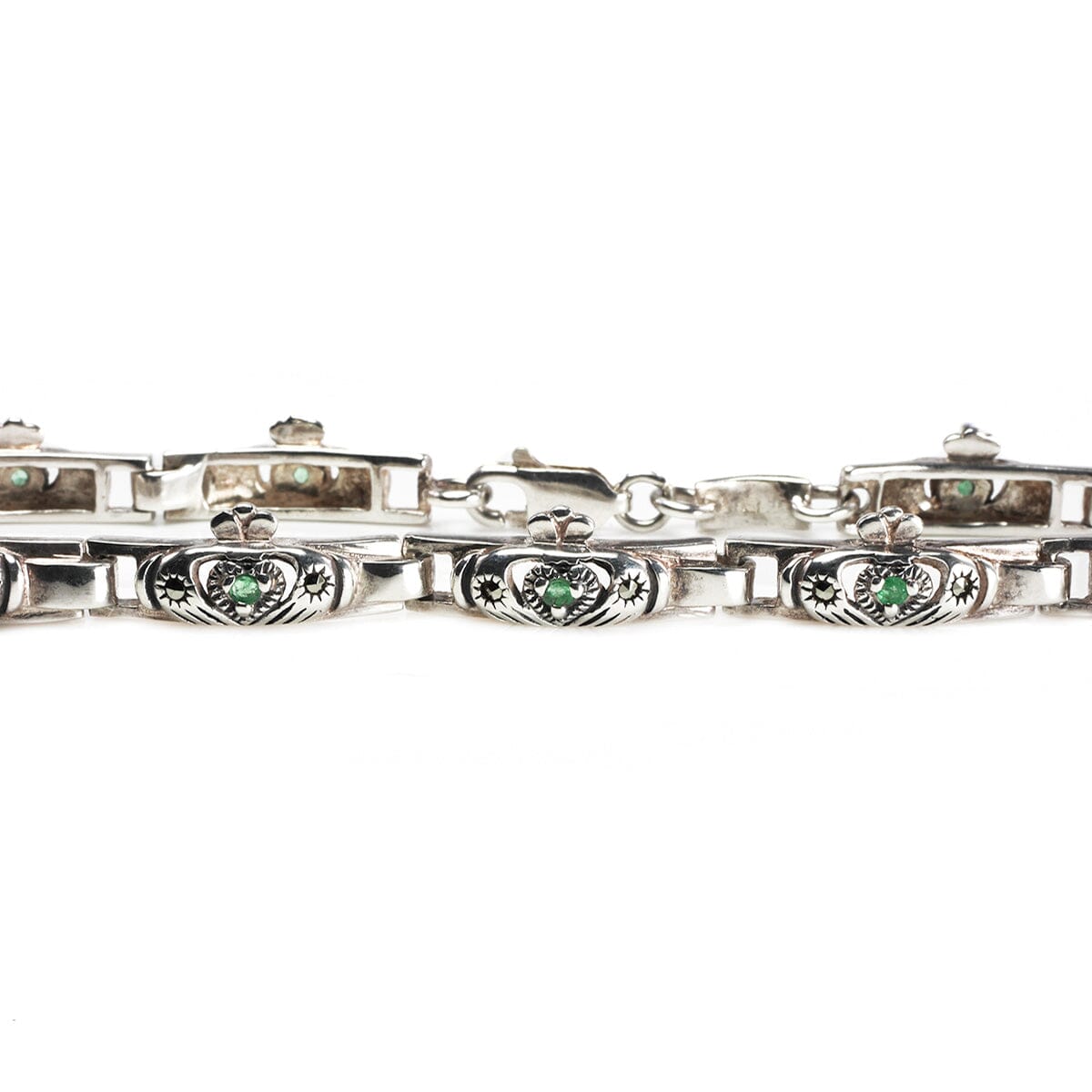 Great Lakes Boutique Silver &amp; Emerald Claddagh Bracelet