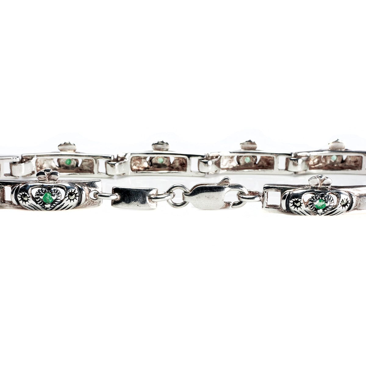 Great Lakes Boutique Silver &amp; Emerald Claddagh Bracelet