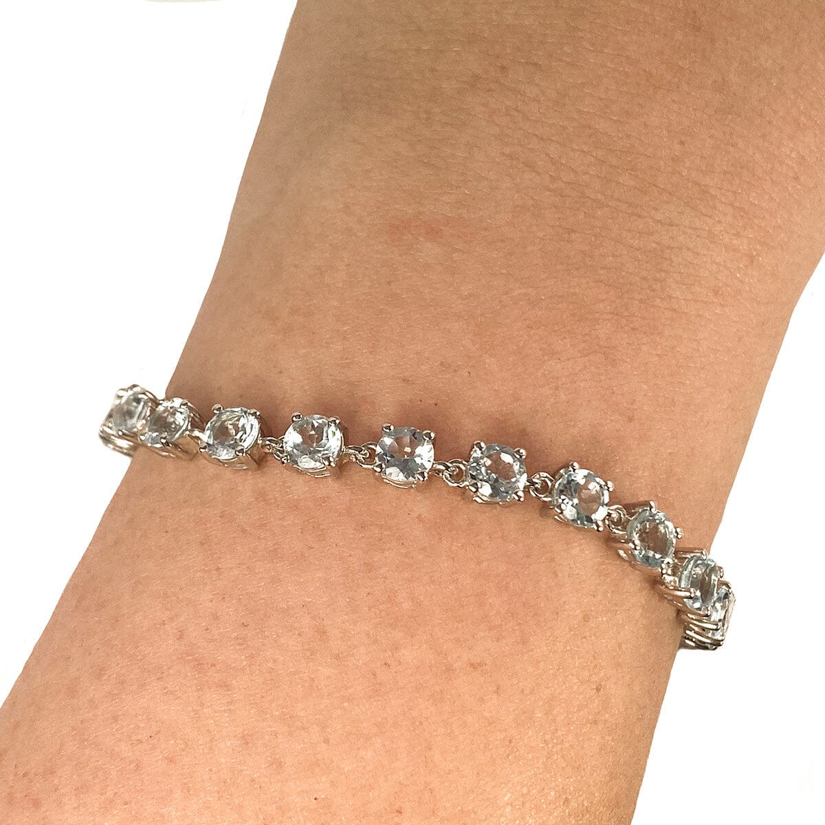 Great Lakes Boutique Silver &amp; Aquamarine Tennis Bracelet