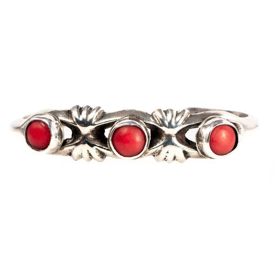 Native American Silver & Coral Cuff