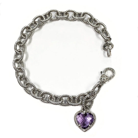 Judith Ripka Chain Link Bracelet with Amethyst