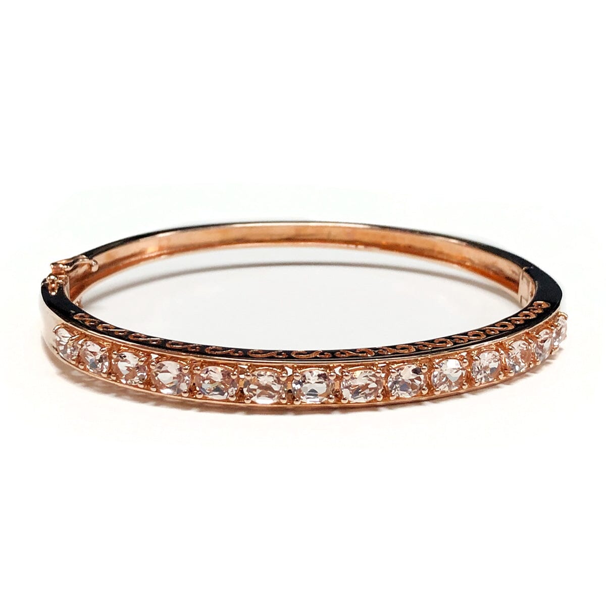 Great Lakes Coin Rose Gold Plated Silver &amp; Cubic Zirconia Bangle