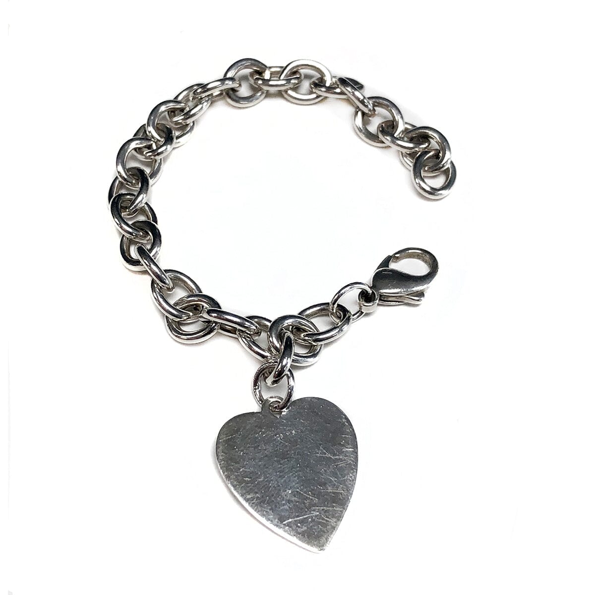 Great Lakes Coin Silver Oval Link Heart Bracelet