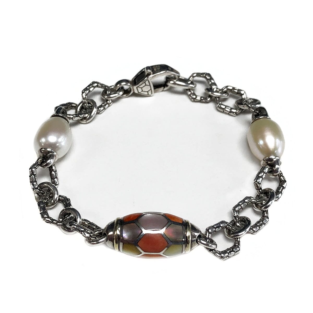 Great Lakes Coin Asch Grossbardt Silver 18k Gold &amp; Pearl Bracelet