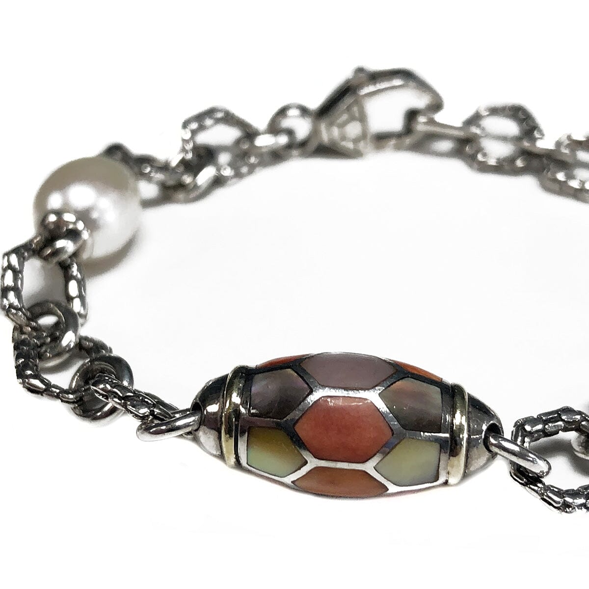 Great Lakes Coin Asch Grossbardt Silver 18k Gold &amp; Pearl Bracelet