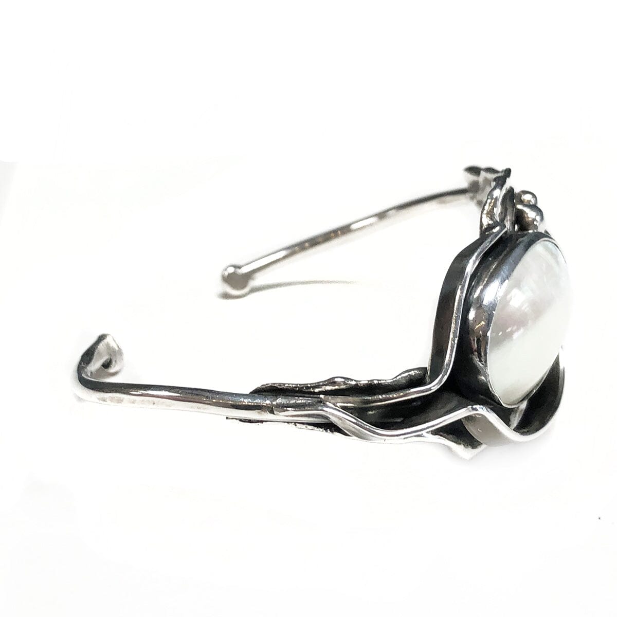 Great Lakes Coin Silver &amp; Pearl Cuff Bangle