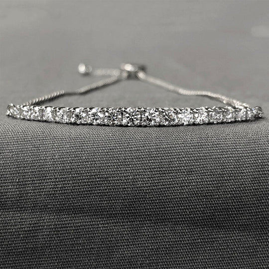 14 k White Gold & Diamond Bolo Bracelet