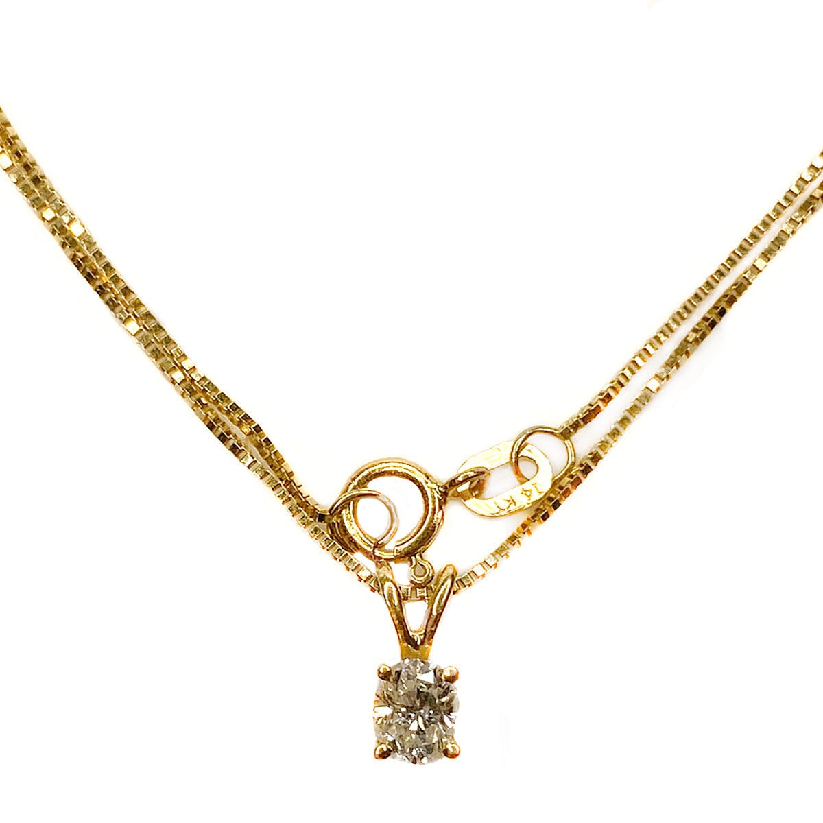 Great Lakes Boutique 14 k Yellow Gold Diamond Solitaire Pendant &amp; Necklace