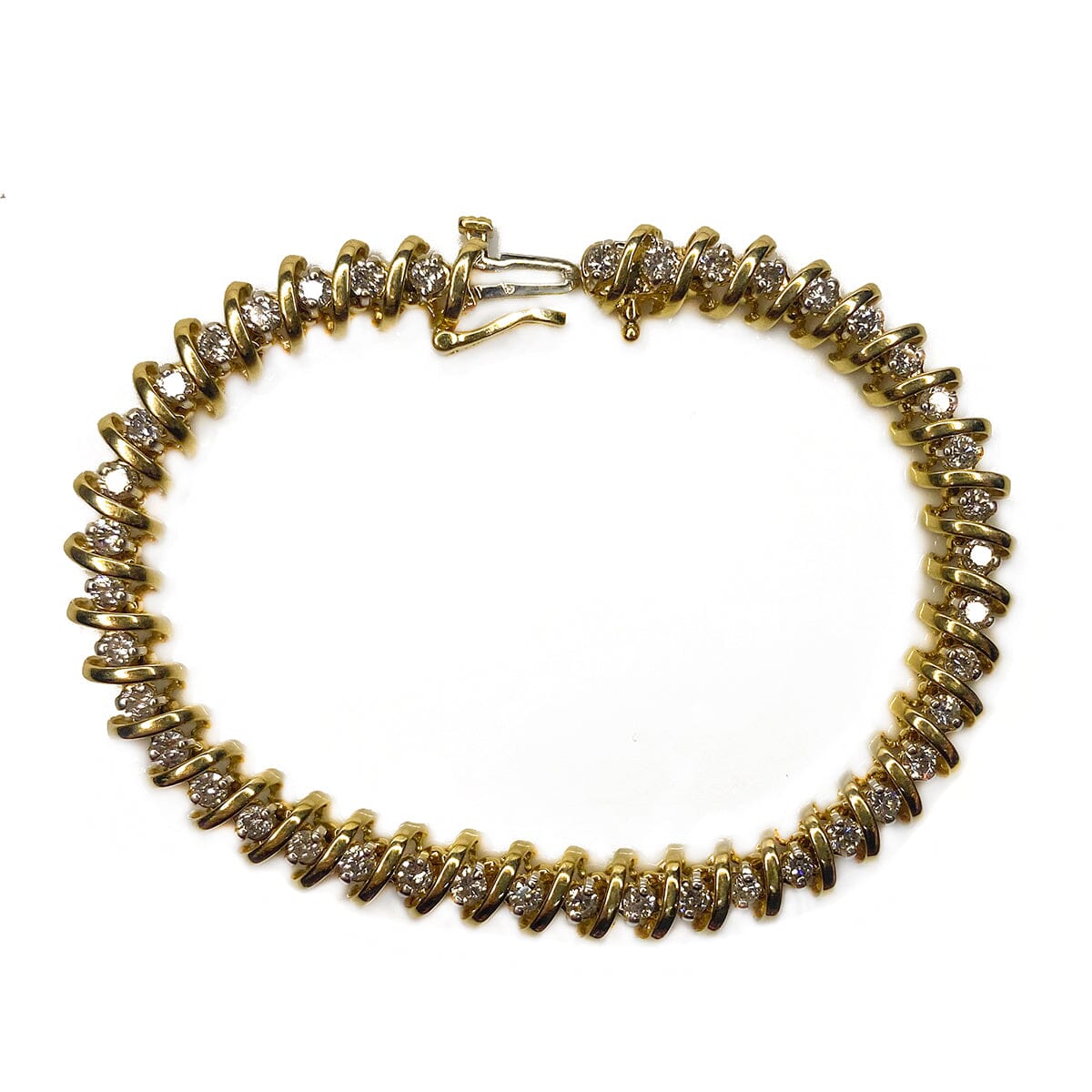 Great Lakes Boutique 14 k Yellow Gold Diamond Tennis Bracelet