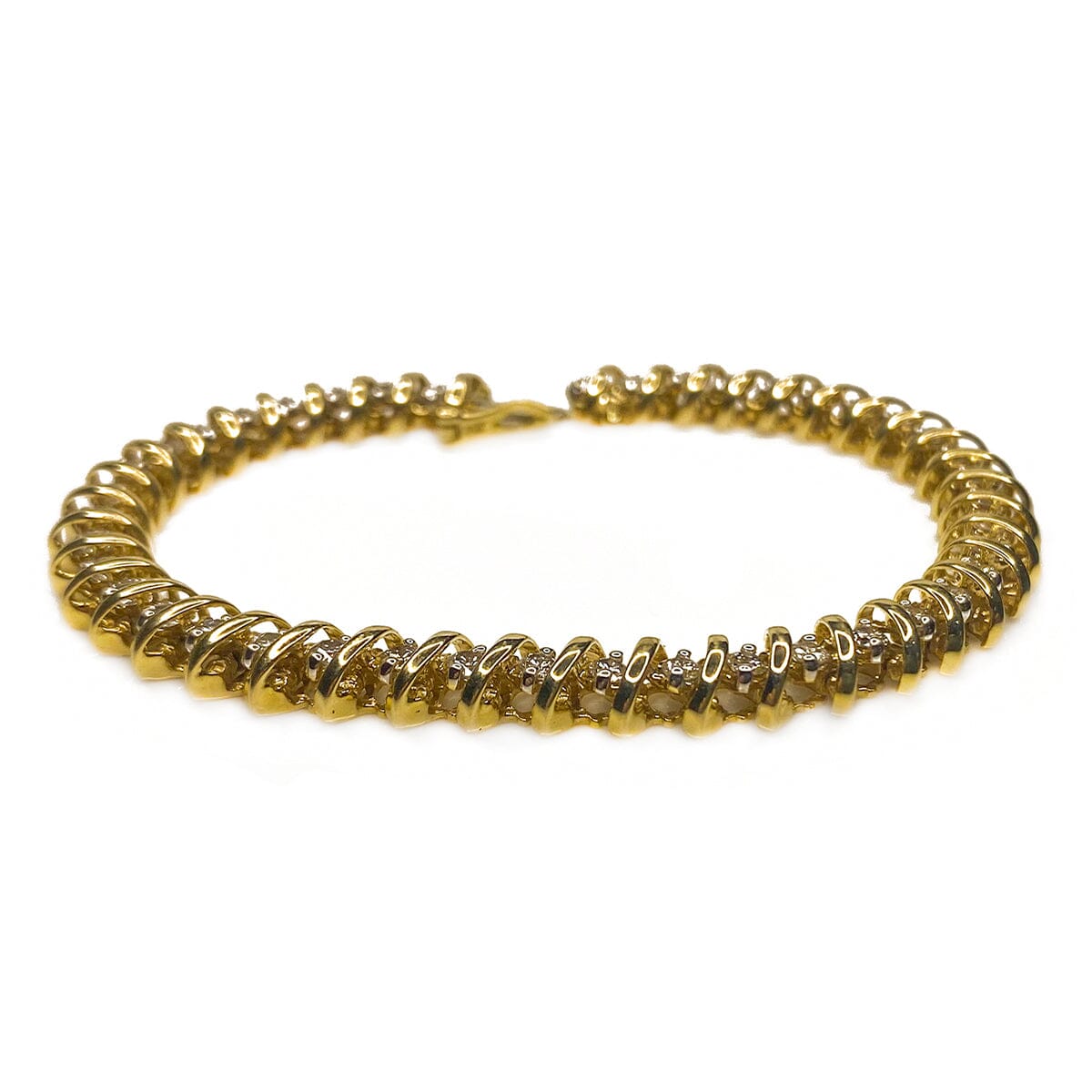 Great Lakes Boutique 14 k Yellow Gold Diamond Tennis Bracelet