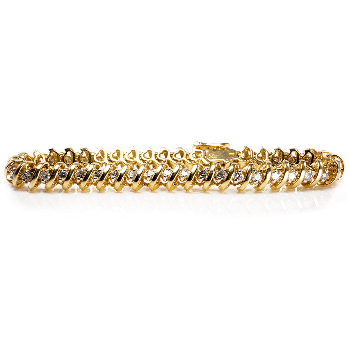 14 k Yellow Gold Diamond Tennis Bracelet - Great Lakes Boutique