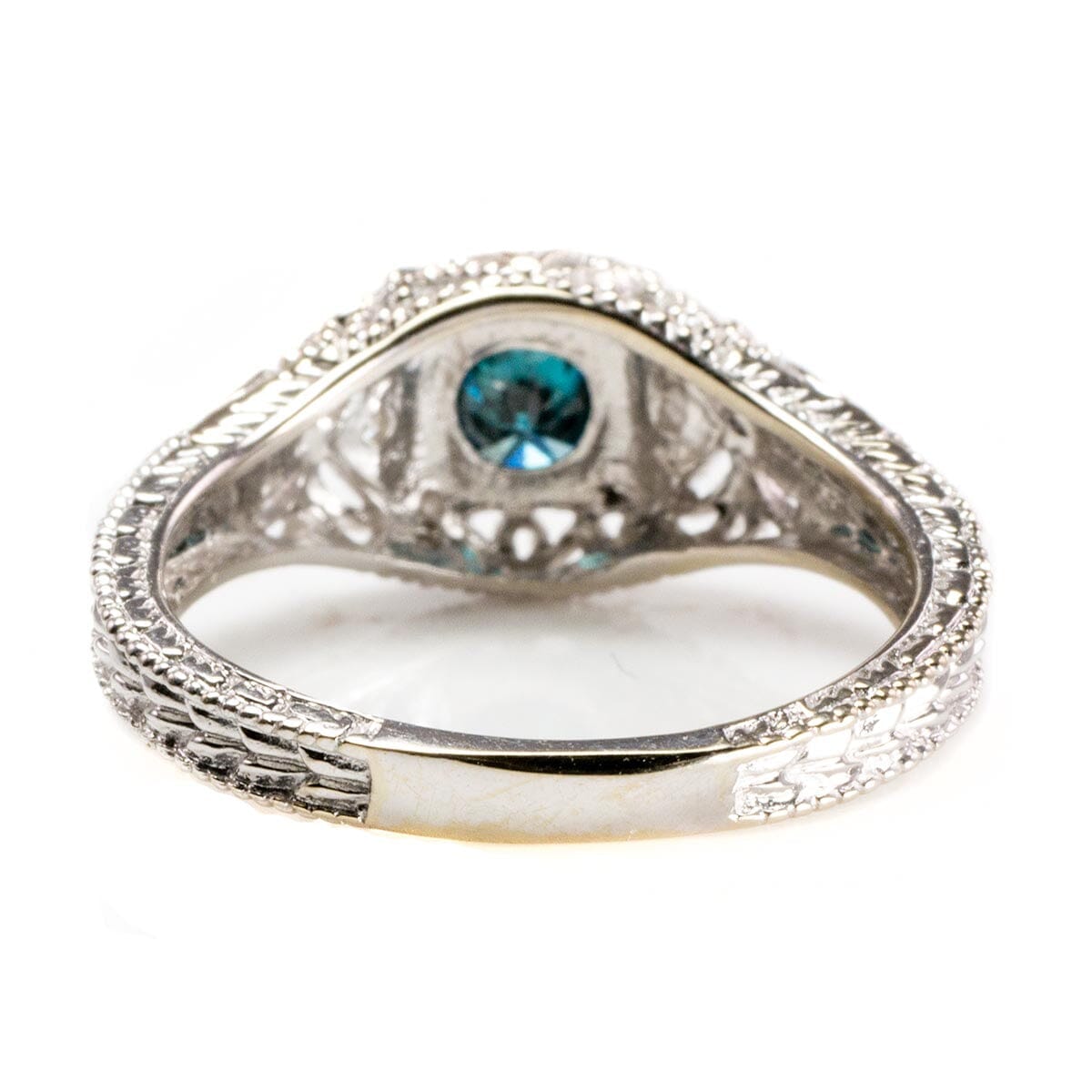 Great Lakes Boutique 14 k White Gold &amp; Blue Diamond Ring