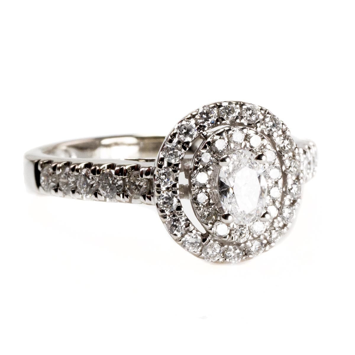 Great Lakes Boutique 14 k White Gold Double Halo Diamond Ring