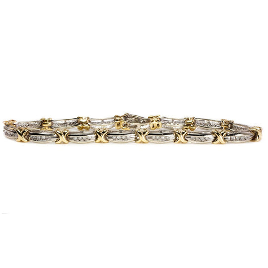10k Two Tone Diamond Tennis Bracelet