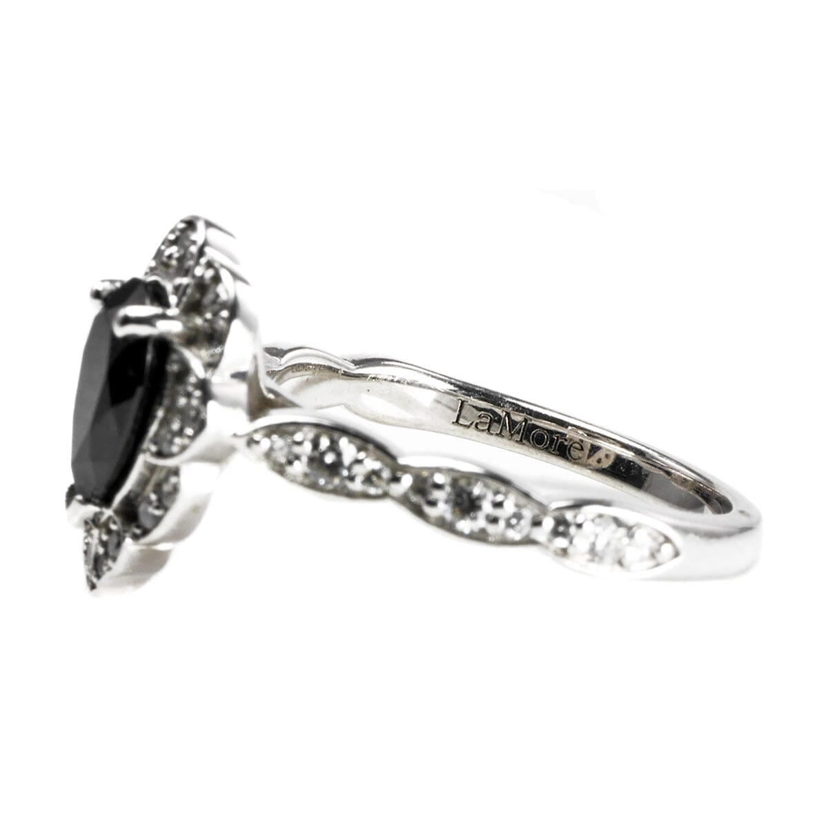 Great Lakes Boutique 14 k White Gold Black Spinel &amp; Diamond Ring Set