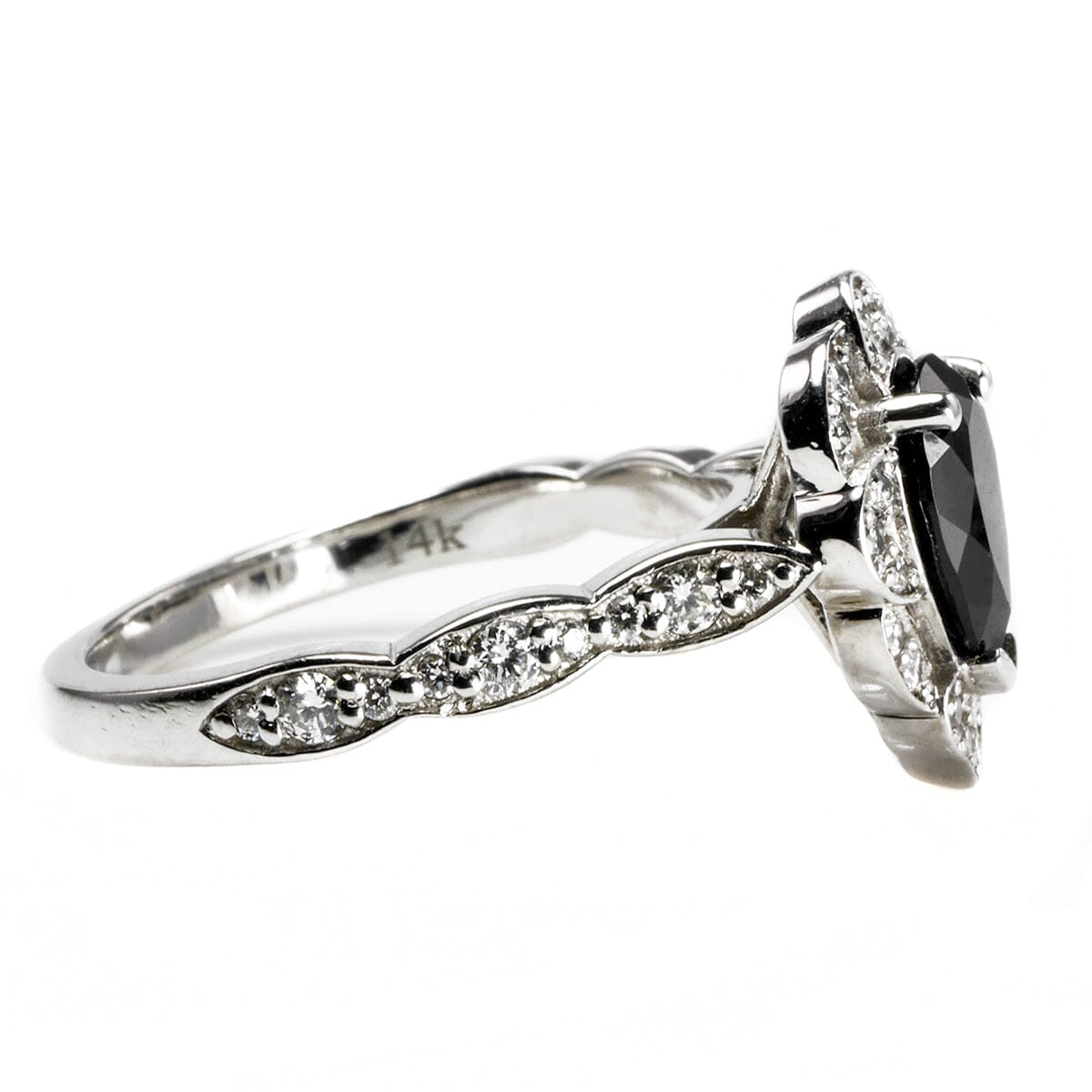 Great Lakes Boutique 14 k White Gold Black Spinel &amp; Diamond Ring Set