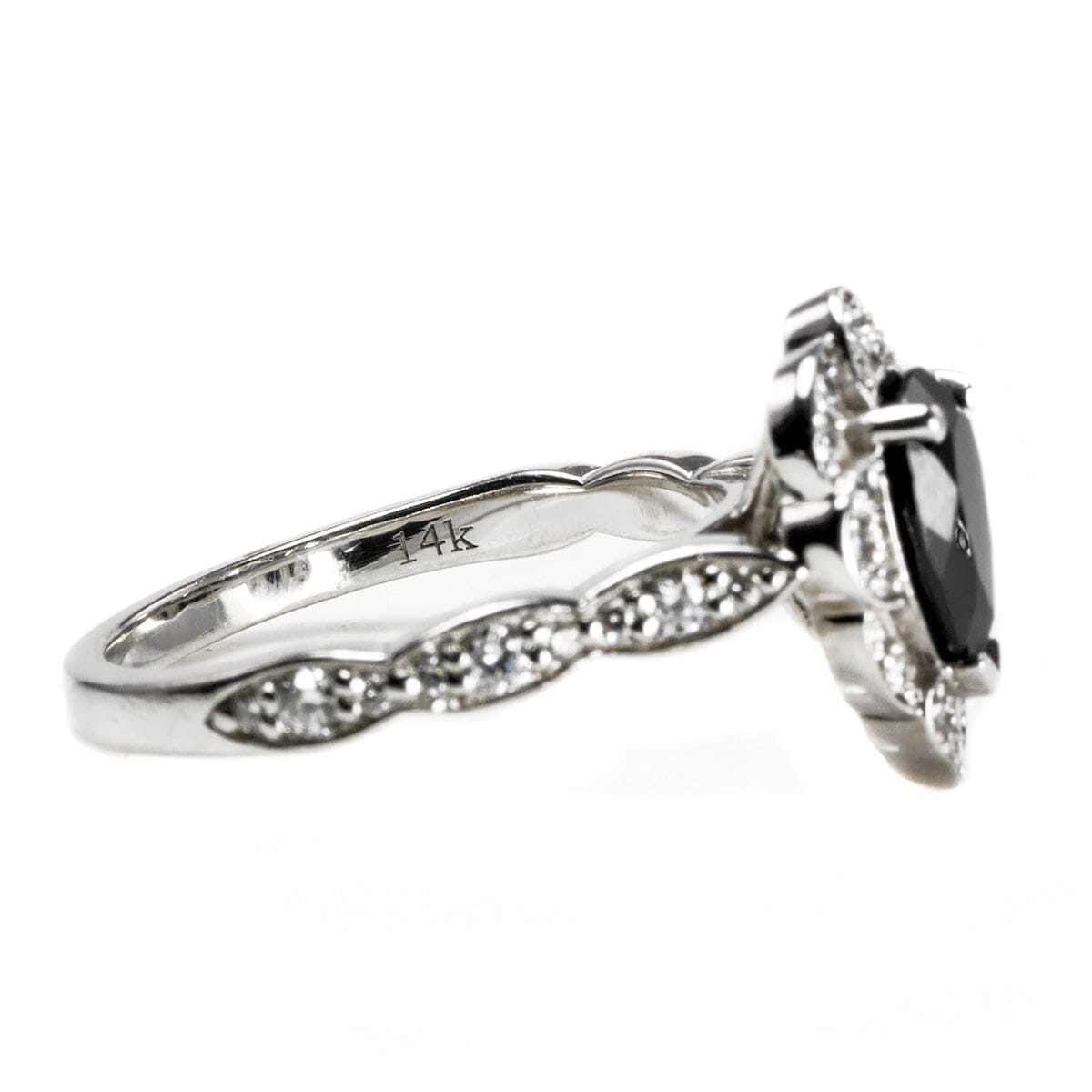 Great Lakes Boutique 14 k White Gold Black Spinel &amp; Diamond Ring Set