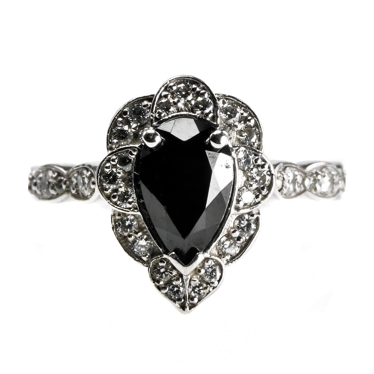 Great Lakes Boutique 14 k White Gold Black Spinel &amp; Diamond Ring Set