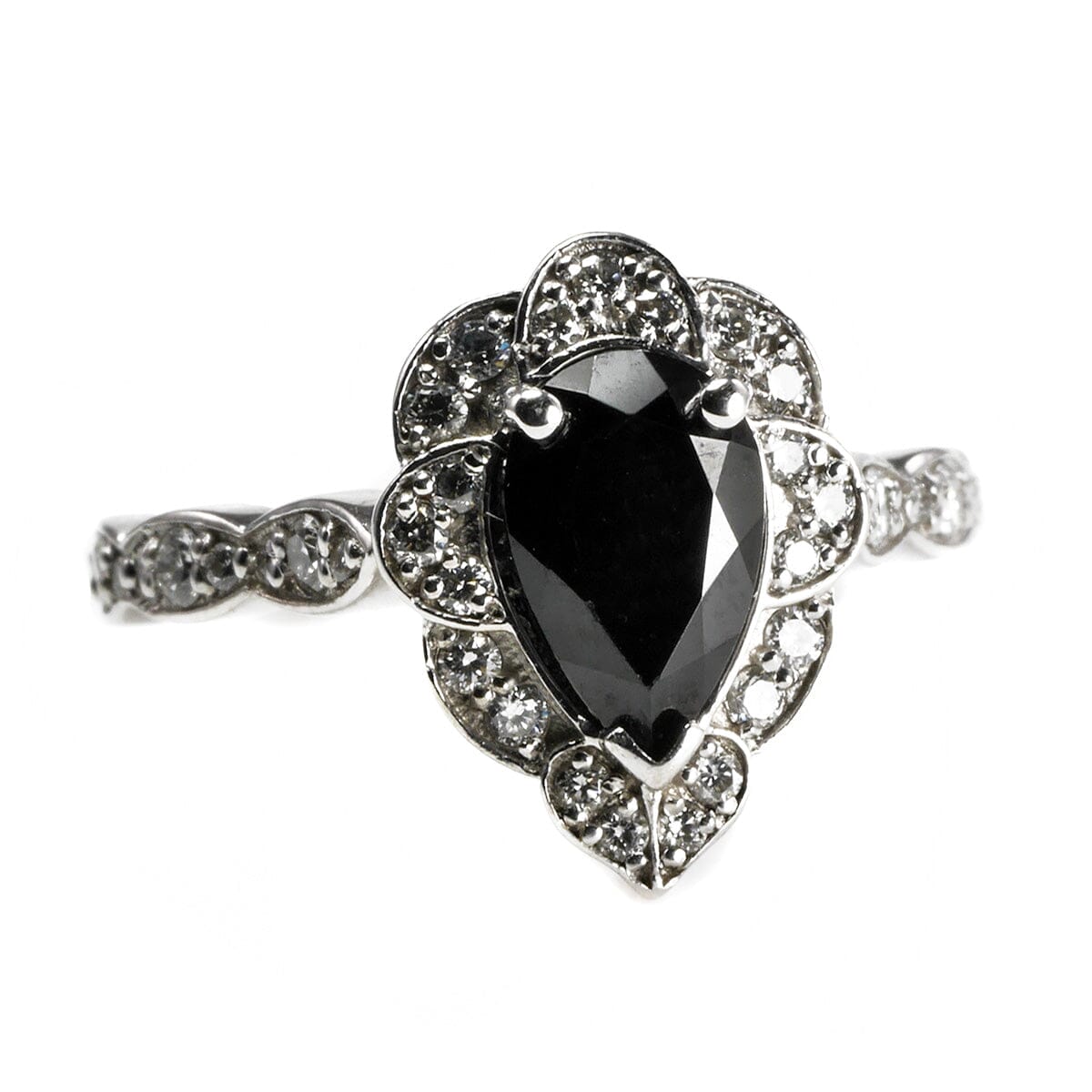 Great Lakes Boutique 14 k White Gold Black Spinel &amp; Diamond Ring Set