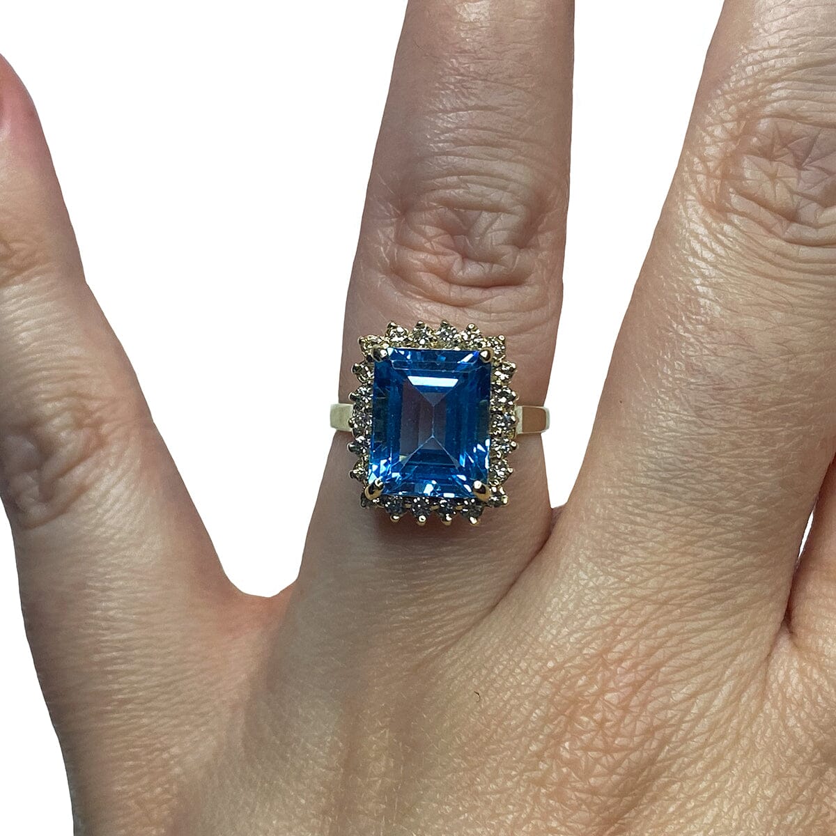 Great Lakes Boutique 14 k Gold Blue Topaz &amp; Diamond Ring