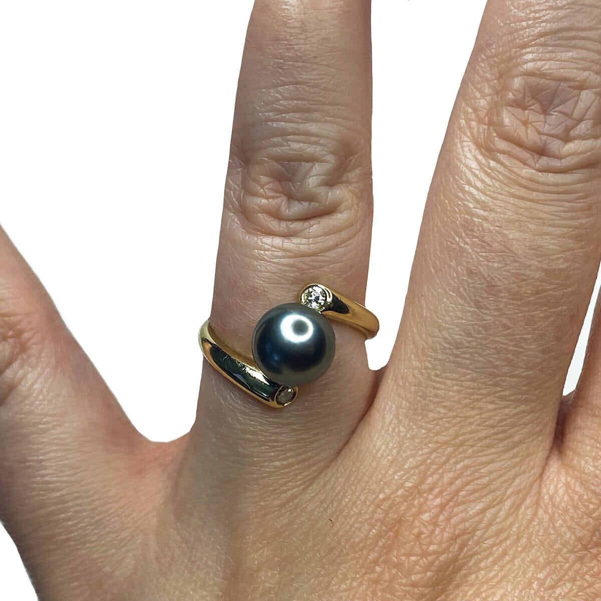 Great Lakes Boutique 14 k Gold Diamond &amp; Tahitian Pearl Ring
