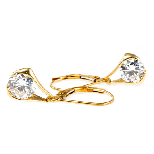 14 k Gold & Cubic Zirconia Earrings
