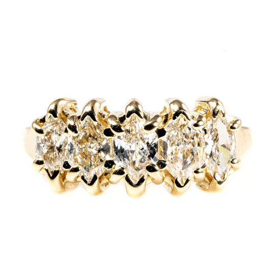 14 k Gold Marquise Cut Diamond Ring