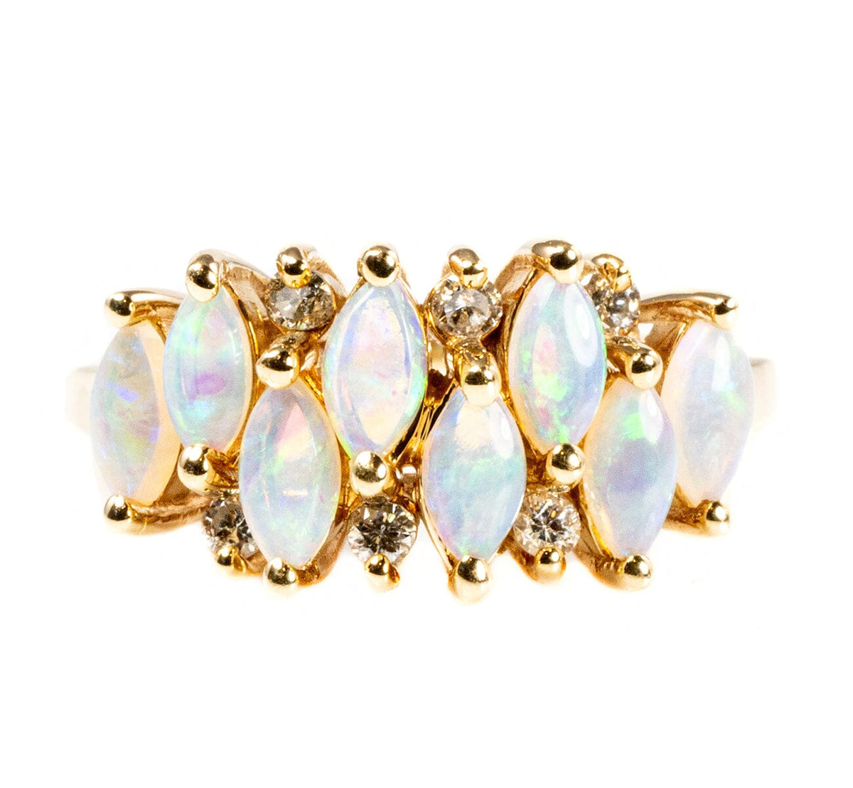 Great Lakes Boutique 14 k Yellow Gold Opal &amp; Diamond Ring