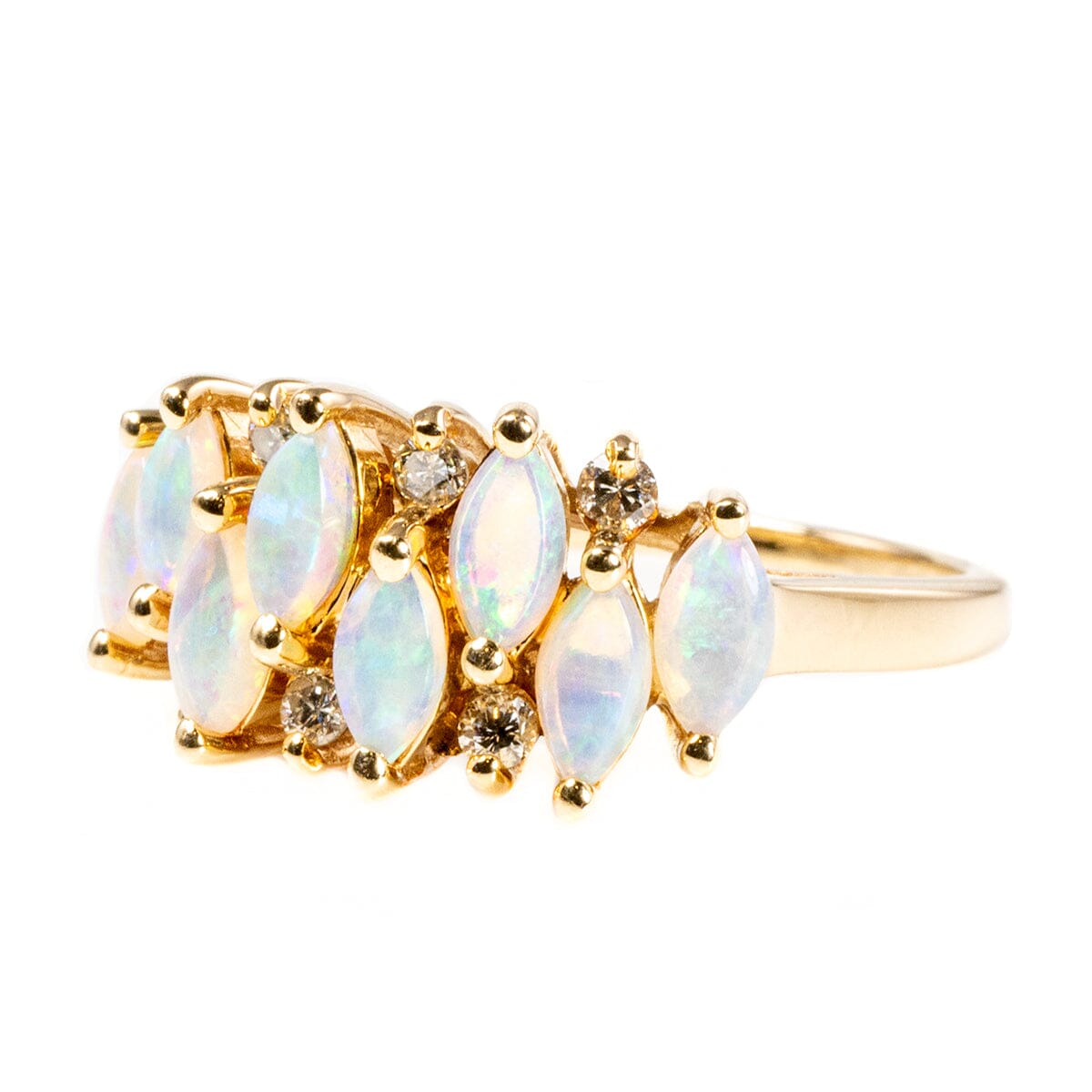 Great Lakes Boutique 14 k Yellow Gold Opal &amp; Diamond Ring