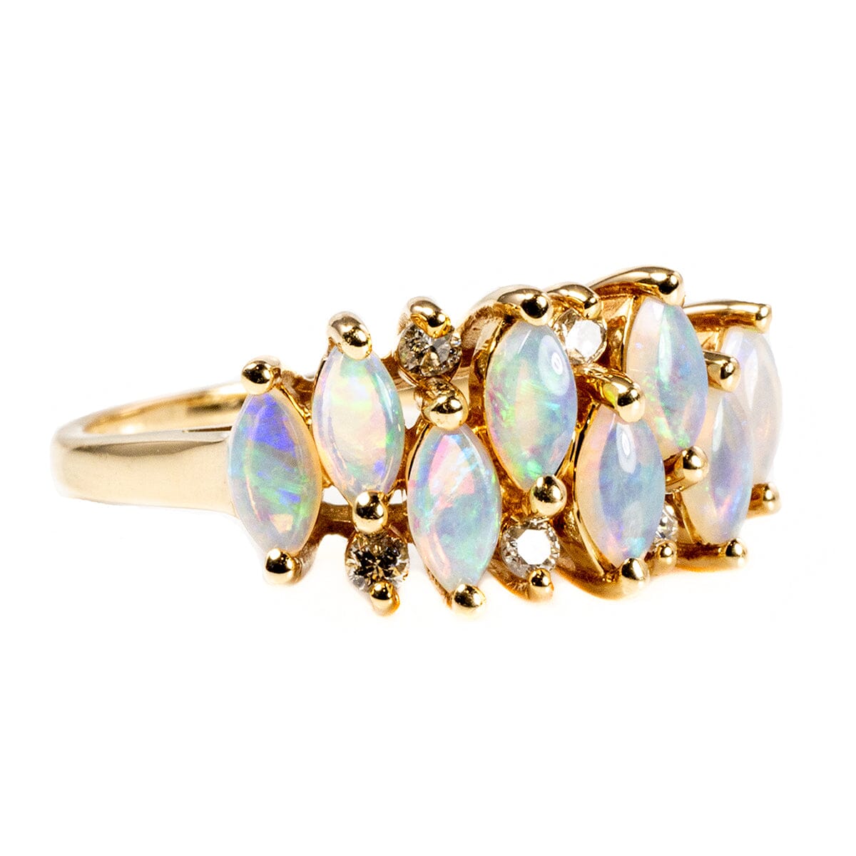 Great Lakes Boutique 14 k Yellow Gold Opal &amp; Diamond Ring