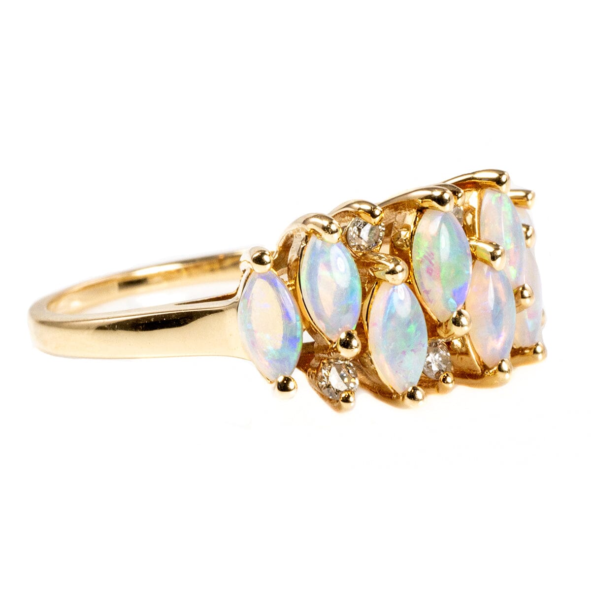 Great Lakes Boutique 14 k Yellow Gold Opal &amp; Diamond Ring