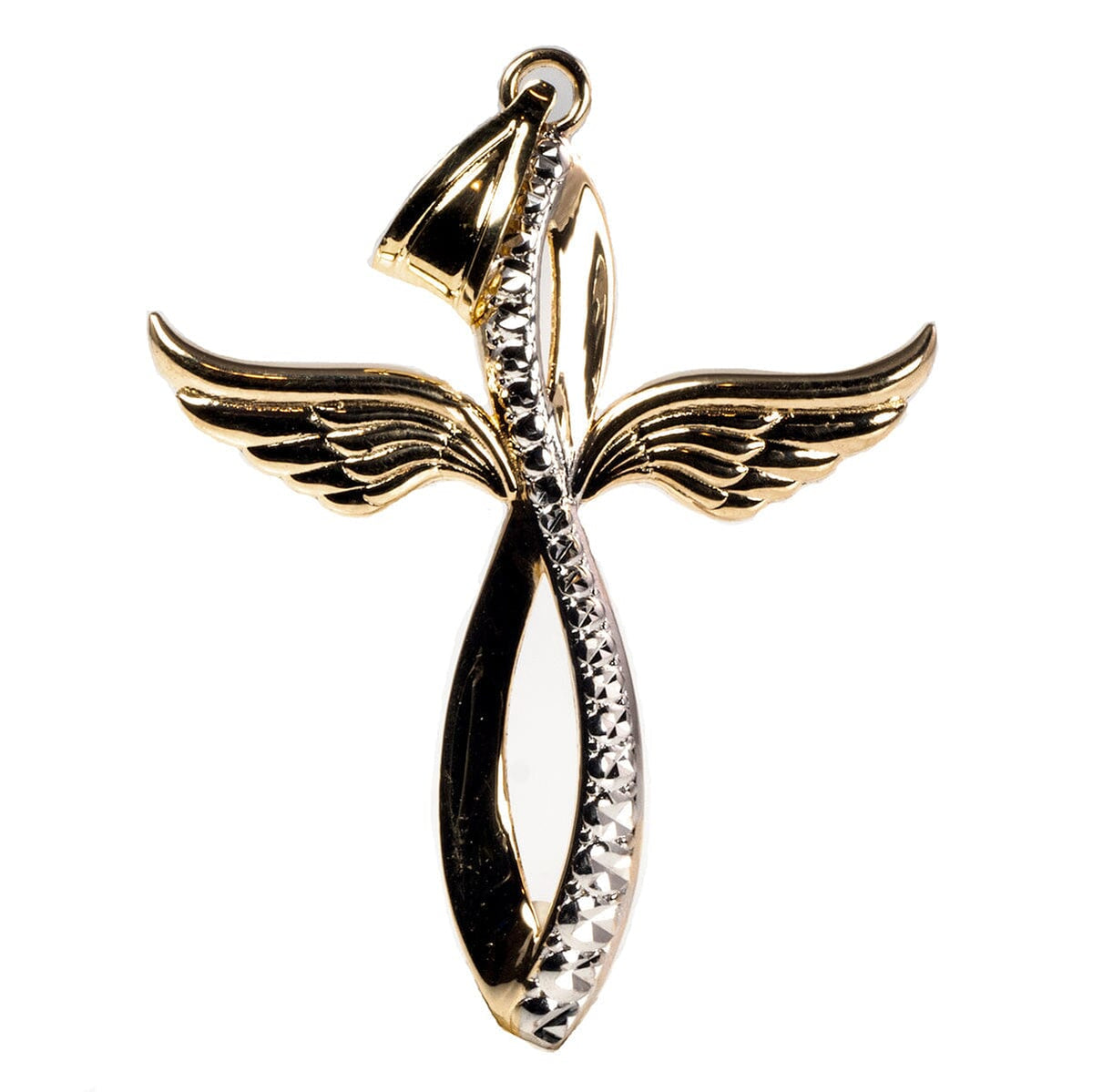 Great Lakes Boutique 10 k Duo Tone Angel Wing Cross Pendant