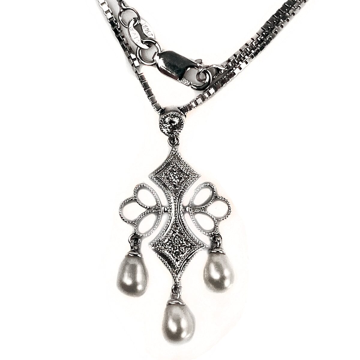 Great Lakes Boutique 14 k White Gold Chandelier Necklace