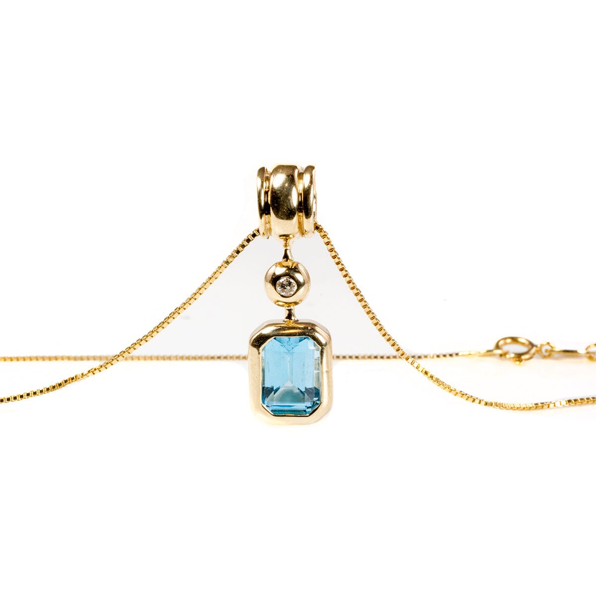 Great Lakes Boutique 14 k Gold Aquamarine &amp; Diamond Necklace