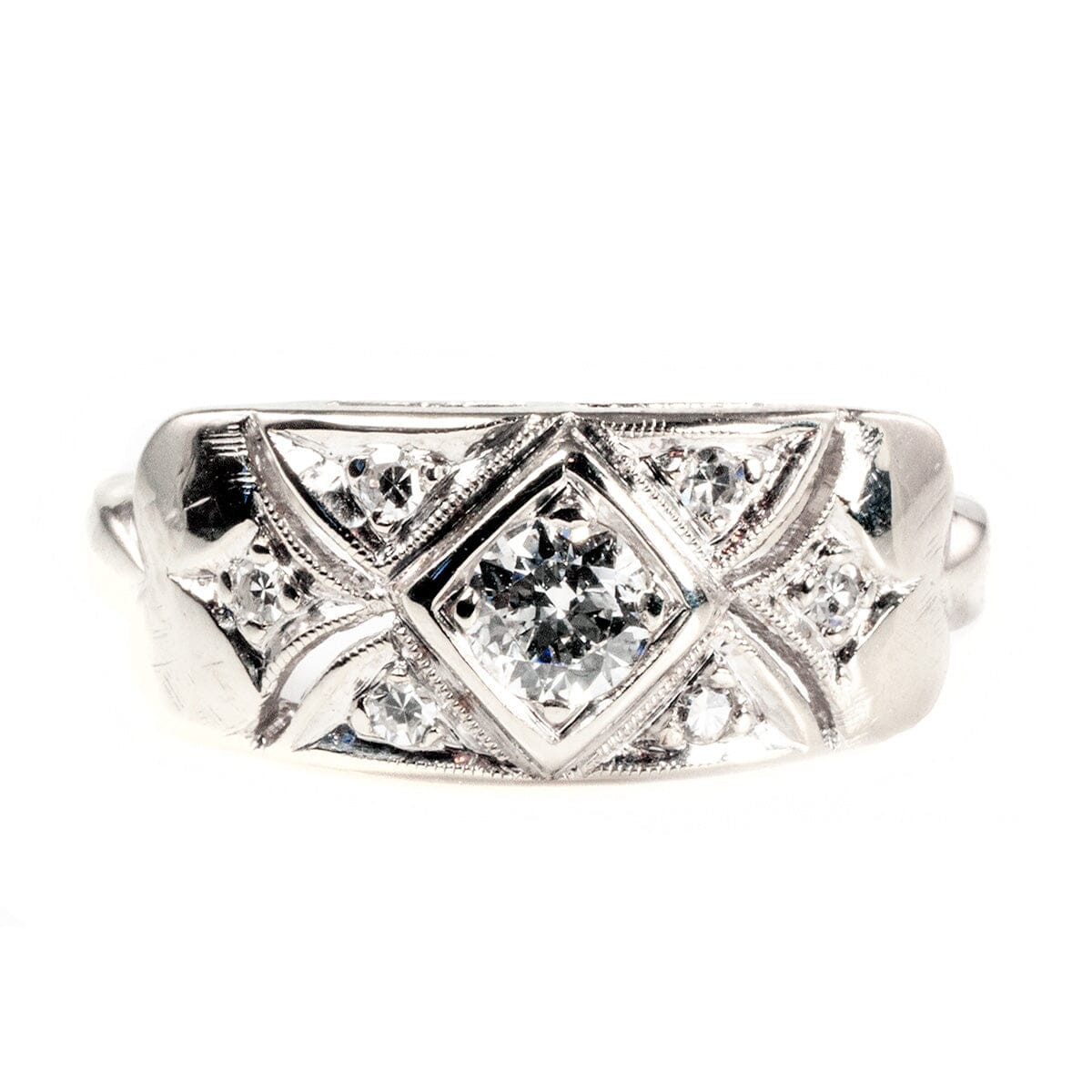 Great Lakes Boutique Vintage 14 k White Gold Diamond Ring